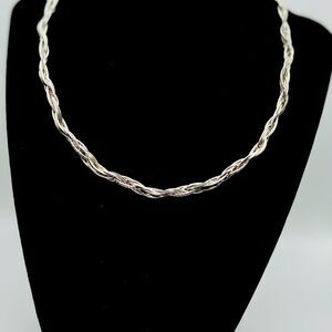 White Gold Plated Starling Silver Twisted Rope Chain Necklace Choker